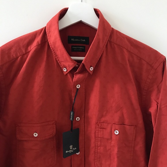 Massimo Dutti BNWT Burnt Orange Jacquard Shirt - Picture 2 of 8